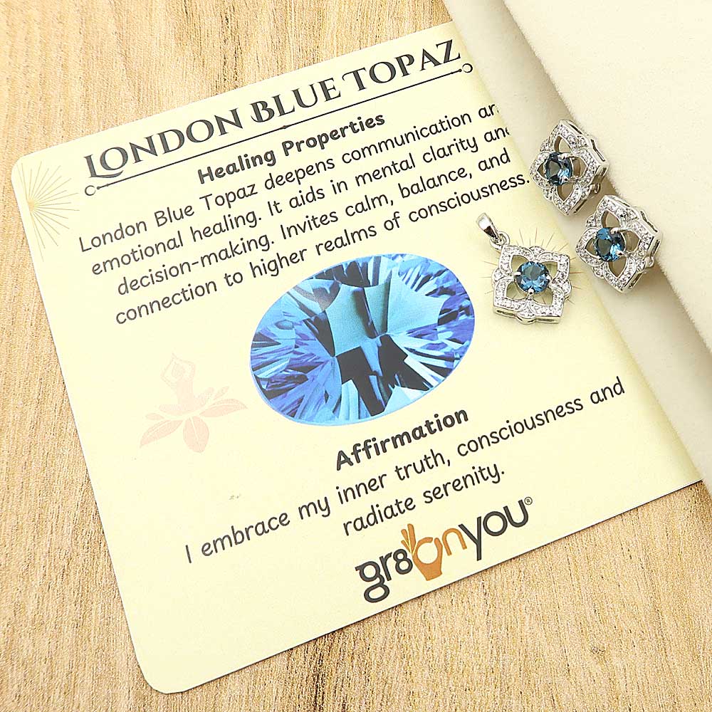 LONDON BLUE TOPAZ 925 Silver Jewellery Set | Strong Stone Setting | Deluxe Gift Wrap