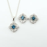 LONDON BLUE TOPAZ 925 Silver Jewellery Set | Strong Stone Setting | Deluxe Gift Wrap