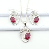 Real 925 Silver Super Quality RUBY Jewellery Set | Authenticity Certificate Included