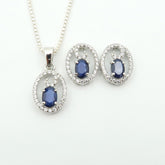 Artisan-Made Perfection | Real Blue Sapphire 925 Pure Sterling Silver Jewellery Set