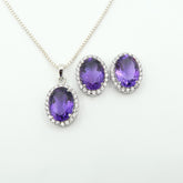 Free Gift Included | AMETHYST 925 Silver Jewellery Set | Nickel-Free & Safe to Wear