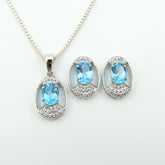 Rare SWISS BLUE TOPAZ Real 925 Silver Jewellery Set | Comes with Authenticity Card