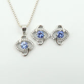 High Quality TANZANITE Silver 925 Earrings-Pendant Jewellery Set | Solid Parts