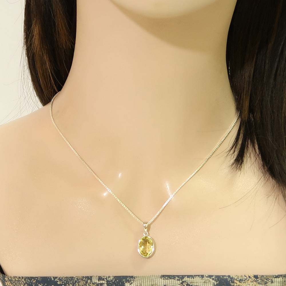 Schmuckset mit Echtem Ovalem LEMON TOPAS aus 925er Sterlingsilber | Natürlich Gewonnene Edelsteine