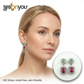Colorful RUBY, EMERALD 925 Silver Earrings | Certificate of Authenticity Included