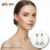 925 Hallmarked Silver Beautiful Real RUBY Long Earrings Comes in a Gift Box