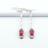 Thoughtful Gift | Faceted Red RUBY Genuine 925 Solid Silver Womens Earrings
