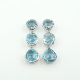 Meaningful Present | December Birthstone BLUE TOPAZ 3 Gemstones 925 Silver Earrings