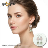 Made to Impress | ROSE QUARTZ, GREEN AMETHYST Sterling 925 Silver Earrings