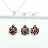 Real & Natural Stones | AAA Grade RUBY 925 Sterling Silver New Fashion Jewellery Set