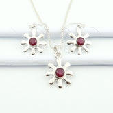 Natural RUBY Authentic 925 Silver Earrings-Pendant Jewellery Set | Built for Daily Wear