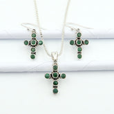 Premium Grade EMERALD Genuine 925 Silver Jewellery Set | Authentic Gem Quality
