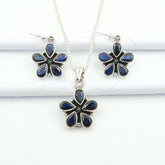 Rare SAPPHIRE Premium 925 Silver Jewellery Set | Earrings 3.1 cm, Pendant 2.5 cm