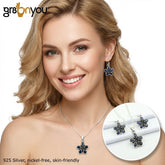 Rare SAPPHIRE Premium 925 Silver Jewellery Set | Earrings 3.1 cm, Pendant 2.5 cm