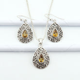 Pure Sterling 925 Silver Natural CITRINE Oxidized Jewellery Set | Wrapped with Love