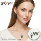 Premium Gift Packaging | Secure Mounted RUBY, EMERALD 925 Sold Silver Jewellery Set