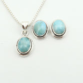 Pure Silver Real LARIMAR Set | Premium Handmade Jewellery with Certificate