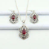Premium 925 Silver AAA Grade RUBY July Birthstone Jewellery Set | Now with Free Gift