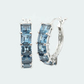 Rare LONDON BLUE TOPAZ 925 Silver Bold Statement Hoop Earrings | Tested by Experts