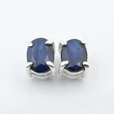 Fine Silver Natural Sapphire Prong Stud Earrings | Ready to Gift-Wrapped with Love