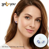 Solid Silver Earth-Mined TANZANITE Stud Earrings | Intricate Hand-Finished Details