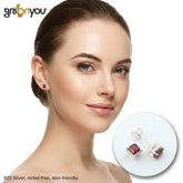 Solid Silver Premium Quality Red RUBY Stud Earrings | Secure Gemstone Mount