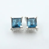 Authentic Silver Real LONDON BLUE TOPAZ Prong Earrings | Fashion Forward Design