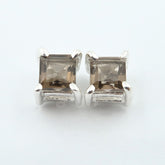 925 Silver High Quality SMOKY QUARTZ Stud Prong Earrings | Bestseller of the Month
