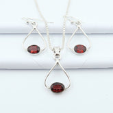 Free Silver Chain 925 Silver Rare GARNET Jewellery Set | Style for Every Occasion