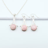 925 Silver Rare PINK OPAL Earrings-Pendant Set | For Collectors of Fine Jewellery