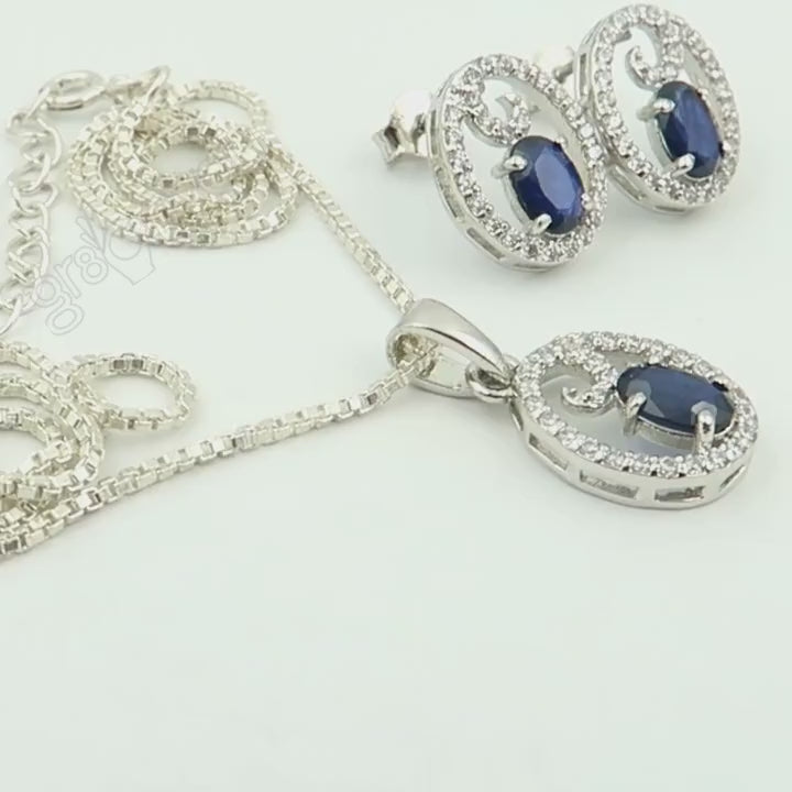 Artisan-Made Perfection | Real Blue SAPPHIRE 925 Pure Sterling Silver Jewellery Set