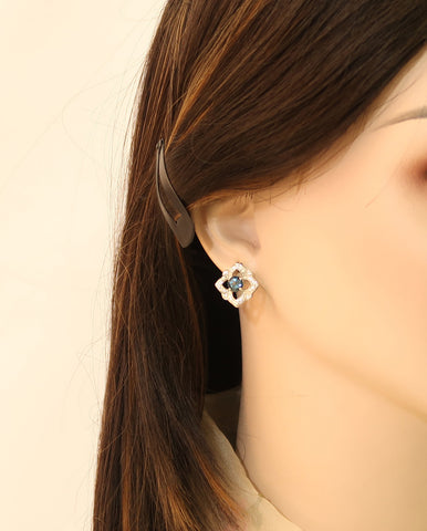 Natural London Blue Topaz 925 Solid Silver Earrings-Pendant Jewelry Set – With Silver Box Chain
