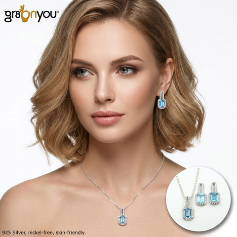 Made to Impress | Earth-Mined SWISS BLUE TOPAZ 925 Grade Silver Jewellery Royal Set