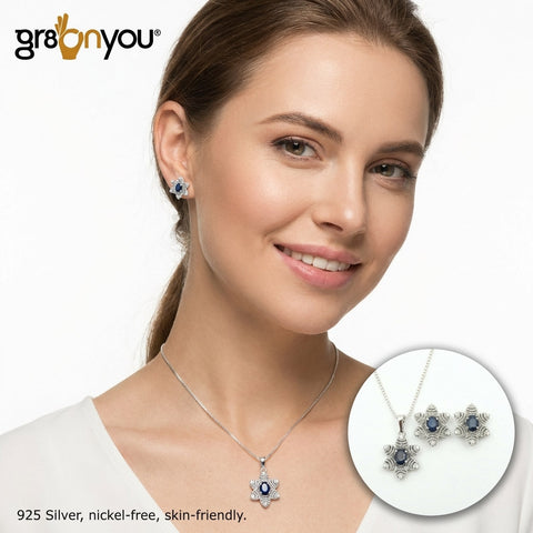 Certification Provided | 925 Silver SAPPHIRE Jewellery Set | Handpicked Gemstones
