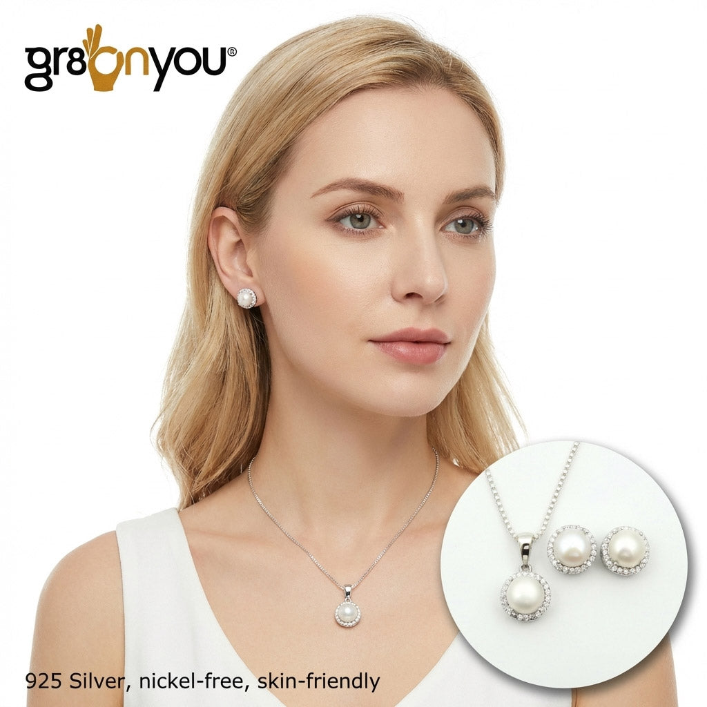 AAA Grade PEARL | 925 Sterling Silver Jewellery Set | Long-Lasting Construction