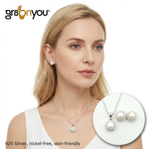 AAA Grade PEARL | 925 Sterling Silver Jewellery Set | Long-Lasting Construction