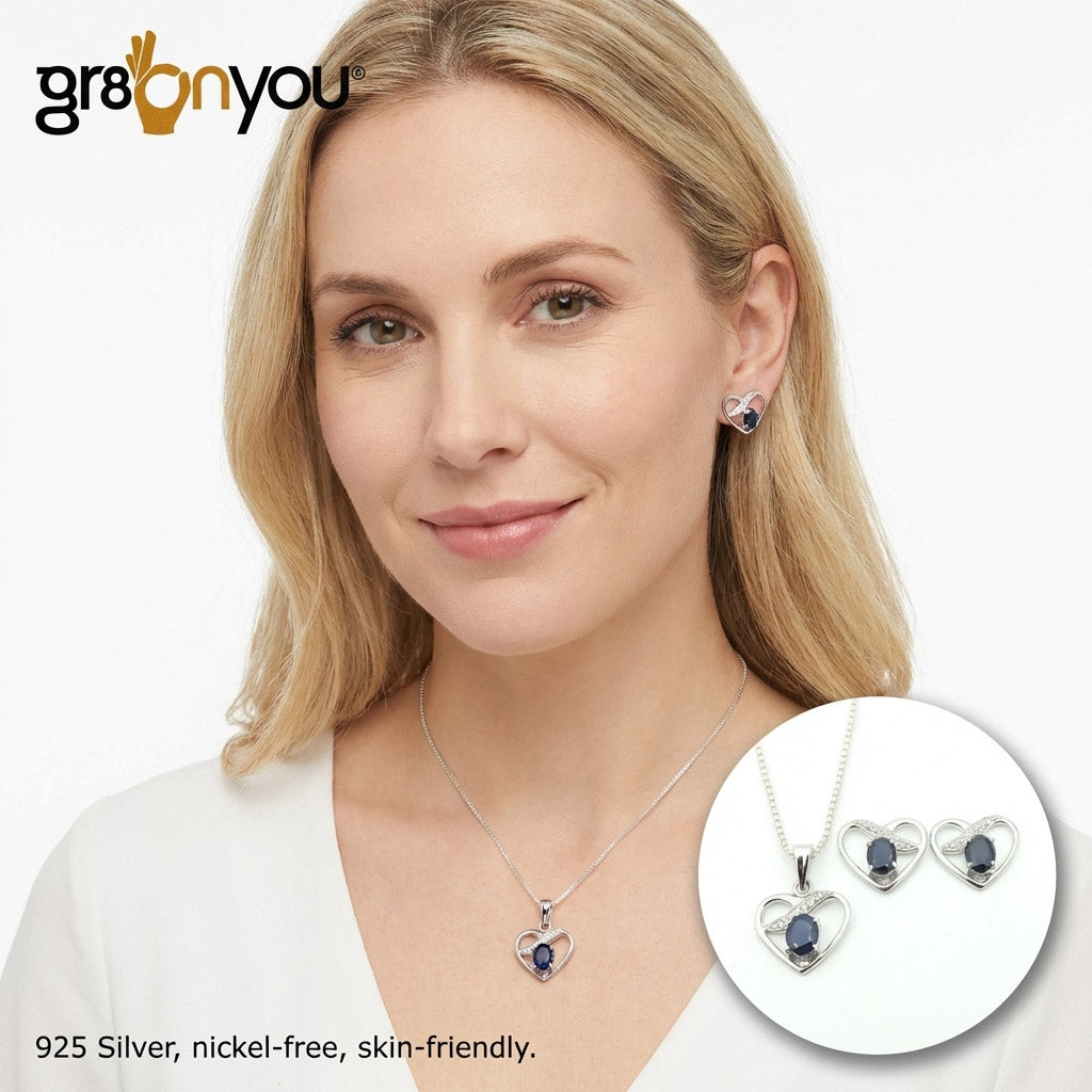 Premium 925 Silver AAA Grade Genuine SAPPHIRE Jewellery Set | Comfort-Fit Jewellery