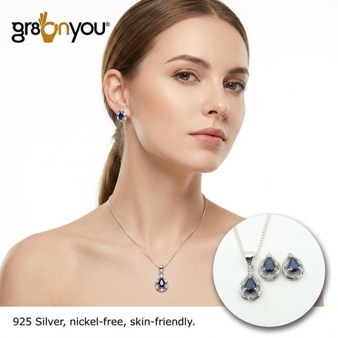 Wrapped for Gifting | Ethically Sourced SAPPHIRE Solid Sterling Silver Jewellery Set