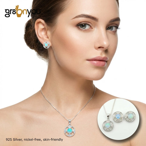 ETHIOPIAN OPAL Sterling 925 Silver Jewellery Set | Complimentary Chain & Gift Box