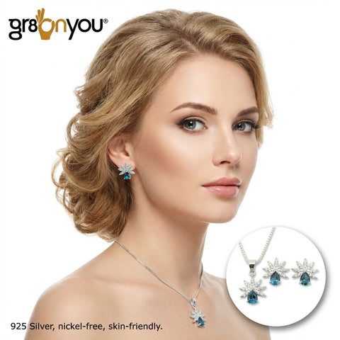 LONDON BLUE TOPAZ Luxury 925 Silver Jewellery Set | Customer Favorite