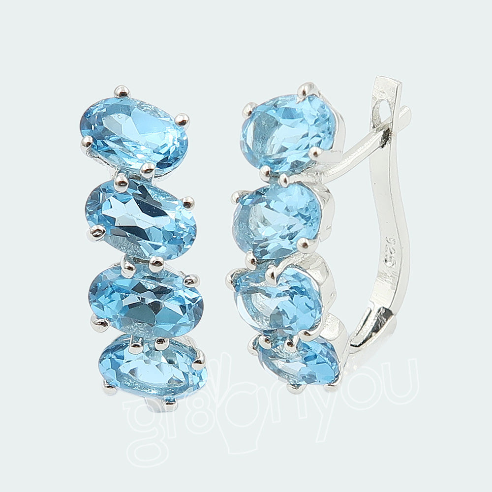 Premium Schmuck-Geschenkset mit Swiss Blue Topas aus 925er Silber | Geburtsstein November
