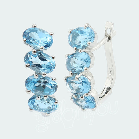 Premium Schmuck-Geschenkset mit Swiss Blue Topas aus 925er Silber | Geburtsstein November