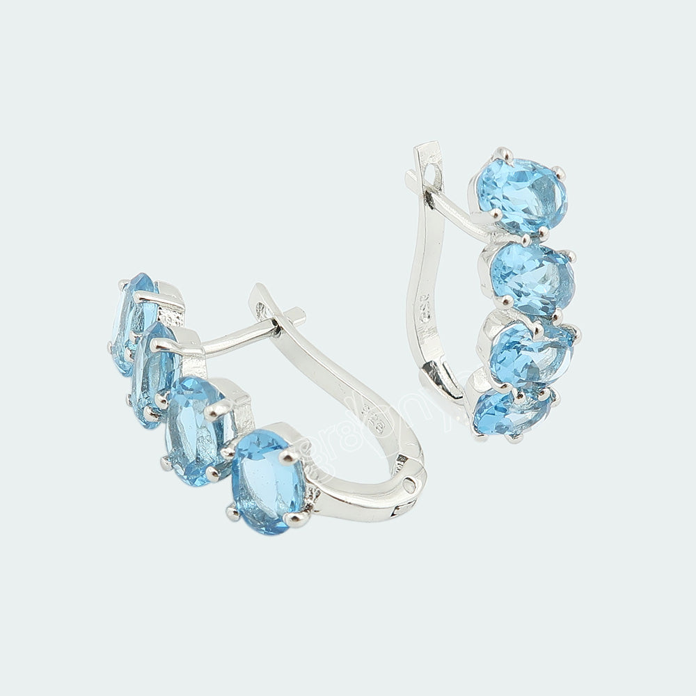 Premium Schmuck-Geschenkset mit Swiss Blue Topas aus 925er Silber | Geburtsstein November