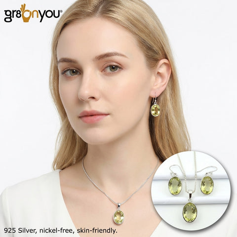 Big LEMON TOPAZ 925 Sterling Silver Jewellery Set | Earth-Mined Gemstones