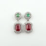 Genuine Ruby, Emerald 925 Solid Silver Earrings Jewelry