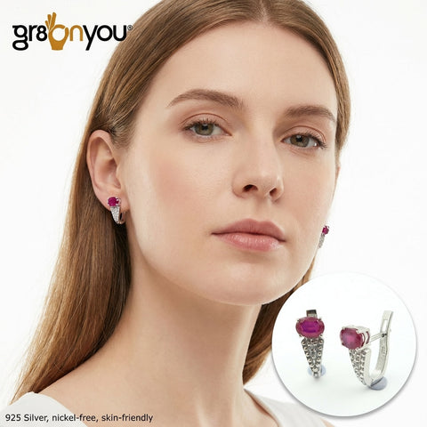 A gr8onyou Original | 925 Silver Everyday Wear RUBY Earrings | Free Assured Gift