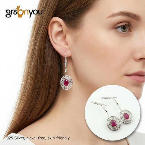 100 % Natürlicher RUBIN Ohrringe aus Reinem 925er Silber | Signature-Produkt von gr8onyou