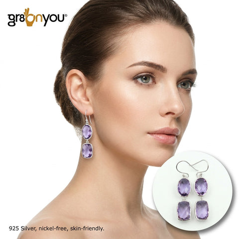 February Birthstone AAA Grade AMETHYST | Solid Sterling Silver Ladies Earrings