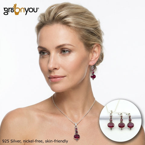 A Token of Love | Beautiful RUBY 925 Sterling Silver Eye-Catching Jewellery Set