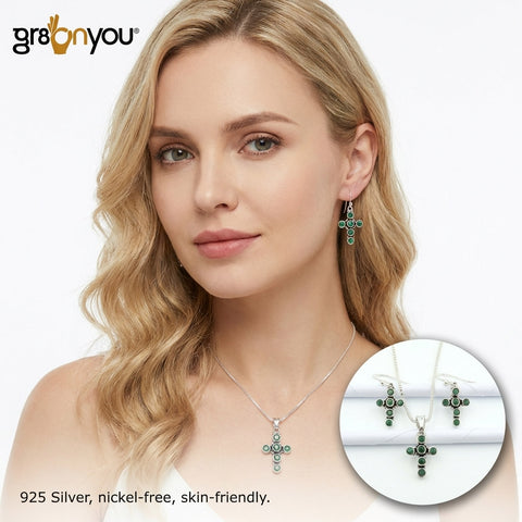 Premium Grade EMERALD Genuine 925 Silver Jewellery Set | Authentic Gem Quality